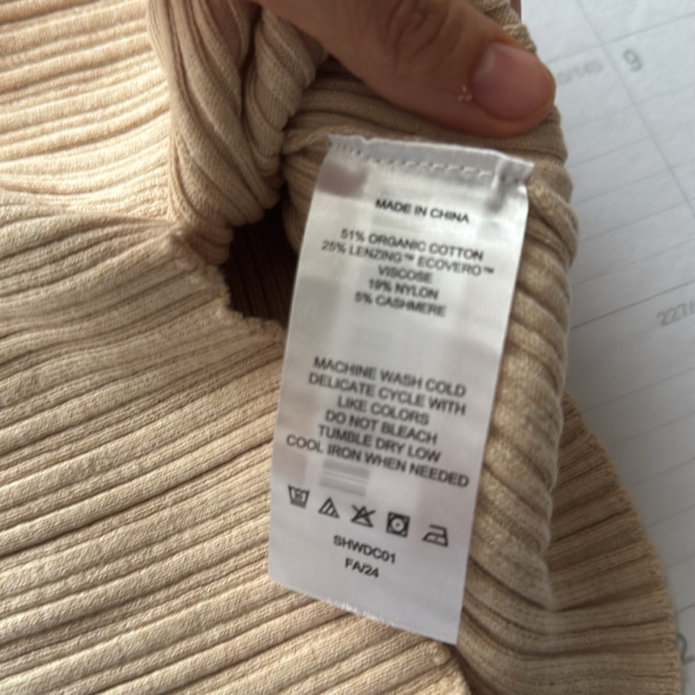 Quince Cotton Cashmere Ribbed Tank in Heather Oatmeal - Picture 11 of 11